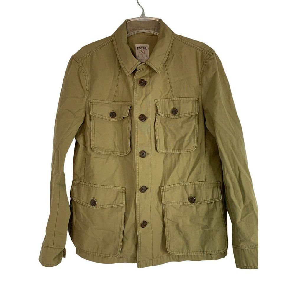Vtg Men’s Fossil 54 Field Utility Safari Jacket Canvas Tan Small 6286 Euc